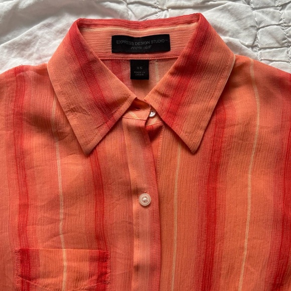 y2k sheer silk button down top - Picture 7 of 8